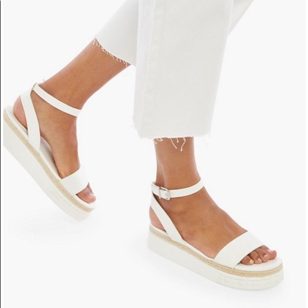 White platform wedge sandals